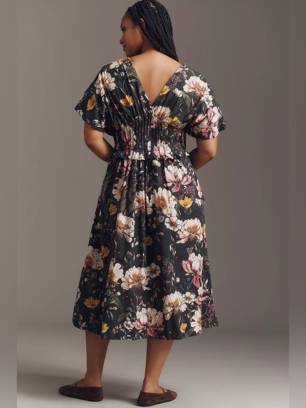 By Anthropologie V-Neck Zip-Front Midi Dress Size SP - Picture 5 of 11
